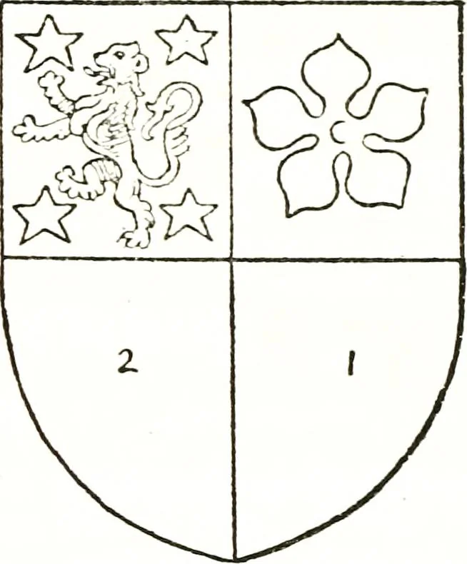 An illustration from The visitation of the county of Warwick, begun by Thomas May, Chester, and Gregory King, Rouge dragon, in Hilary vacacon, 1682. Reviewed by them in the Trinity vacacon following, and finished by Henry Dethick Richmond, and said rouge dragon pursuiv in Trinity vacation, 1683, by virtue of several deputations from Sir Henry St. George, Clarenceux king of arms, 1911, leaf 220