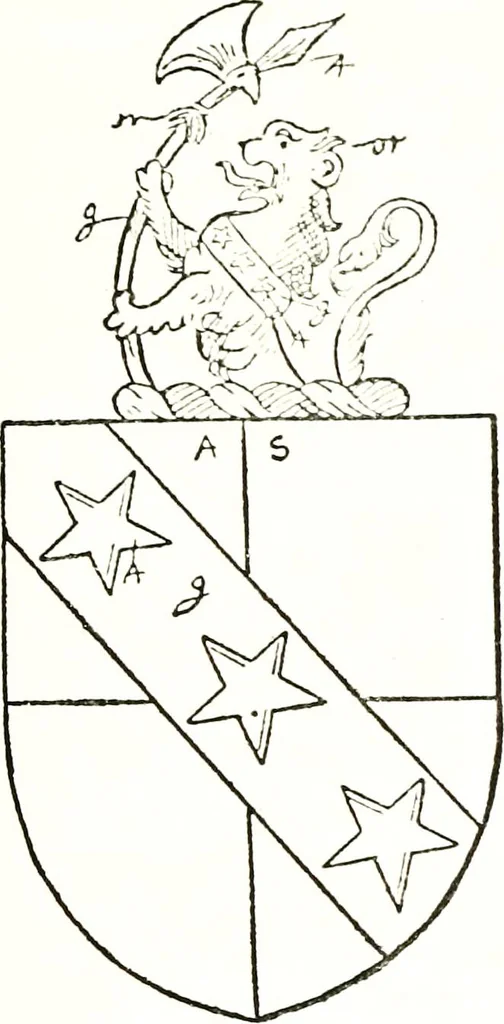 An illustration from The visitation of the county of Warwick, begun by Thomas May, Chester, and Gregory King, Rouge dragon, in Hilary vacacon, 1682. Reviewed by them in the Trinity vacacon following, and finished by Henry Dethick Richmond, and said rouge dragon pursuiv in Trinity vacation, 1683, by virtue of several deputations from Sir Henry St. George, Clarenceux king of arms, 1911, leaf 238