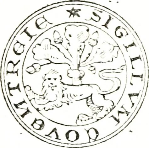An illustration from The visitation of the county of Warwick, begun by Thomas May, Chester, and Gregory King, Rouge dragon, in Hilary vacacon, 1682. Reviewed by them in the Trinity vacacon following, and finished by Henry Dethick Richmond, and said rouge dragon pursuiv in Trinity vacation, 1683, by virtue of several deputations from Sir Henry St. George, Clarenceux king of arms, 1911, leaf 24
