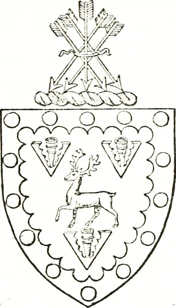An illustration from The visitation of the county of Warwick, begun by Thomas May, Chester, and Gregory King, Rouge dragon, in Hilary vacacon, 1682. Reviewed by them in the Trinity vacacon following, and finished by Henry Dethick Richmond, and said rouge dragon pursuiv in Trinity vacation, 1683, by virtue of several deputations from Sir Henry St. George, Clarenceux king of arms, 1911, leaf 268