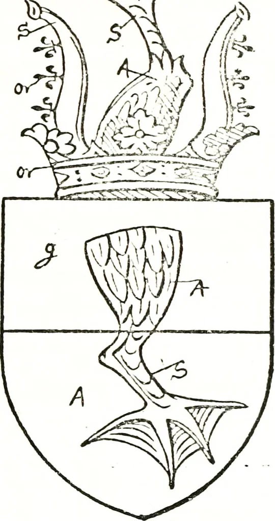 An illustration from The visitation of the county of Warwick, begun by Thomas May, Chester, and Gregory King, Rouge dragon, in Hilary vacacon, 1682. Reviewed by them in the Trinity vacacon following, and finished by Henry Dethick Richmond, and said rouge dragon pursuiv in Trinity vacation, 1683, by virtue of several deputations from Sir Henry St. George, Clarenceux king of arms, 1911, leaf 276