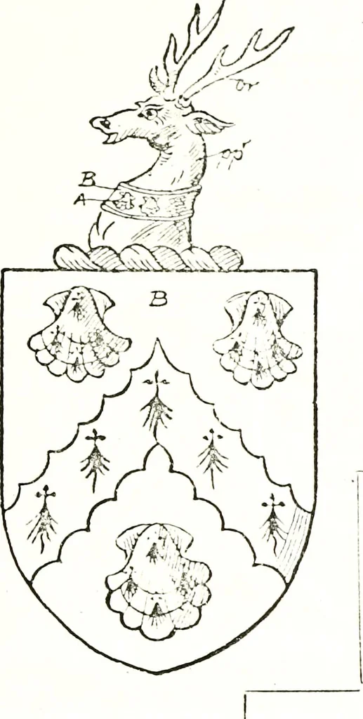 An illustration from The visitation of the county of Warwick, begun by Thomas May, Chester, and Gregory King, Rouge dragon, in Hilary vacacon, 1682. Reviewed by them in the Trinity vacacon following, and finished by Henry Dethick Richmond, and said rouge dragon pursuiv in Trinity vacation, 1683, by virtue of several deputations from Sir Henry St. George, Clarenceux king of arms, 1911, leaf 290