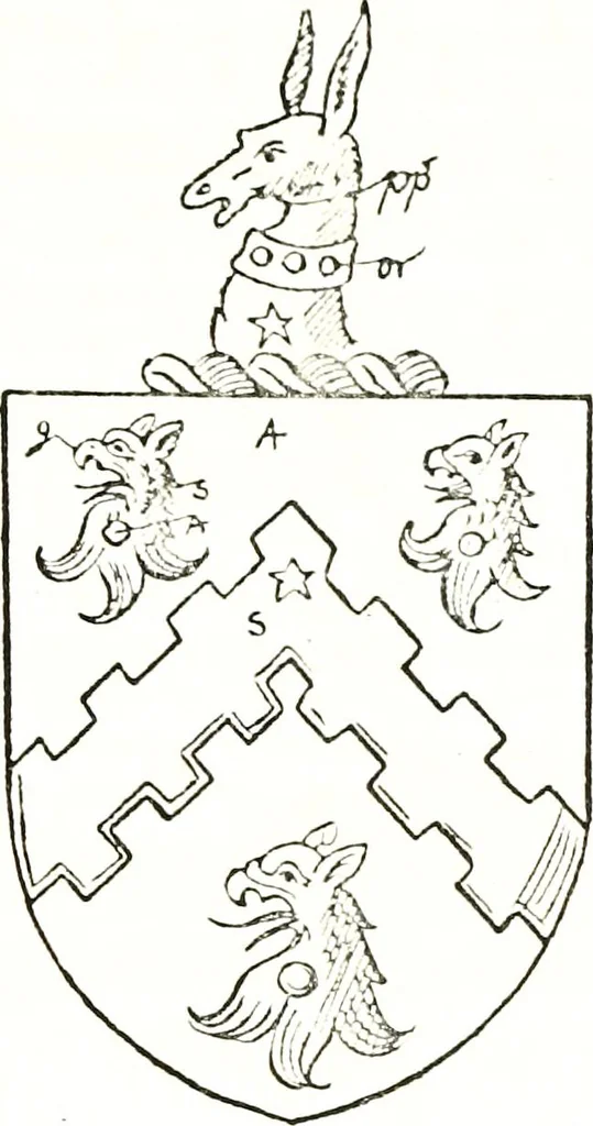 An illustration from The visitation of the county of Warwick, begun by Thomas May, Chester, and Gregory King, Rouge dragon, in Hilary vacacon, 1682. Reviewed by them in the Trinity vacacon following, and finished by Henry Dethick Richmond, and said rouge dragon pursuiv in Trinity vacation, 1683, by virtue of several deputations from Sir Henry St. George, Clarenceux king of arms, 1911, leaf 304