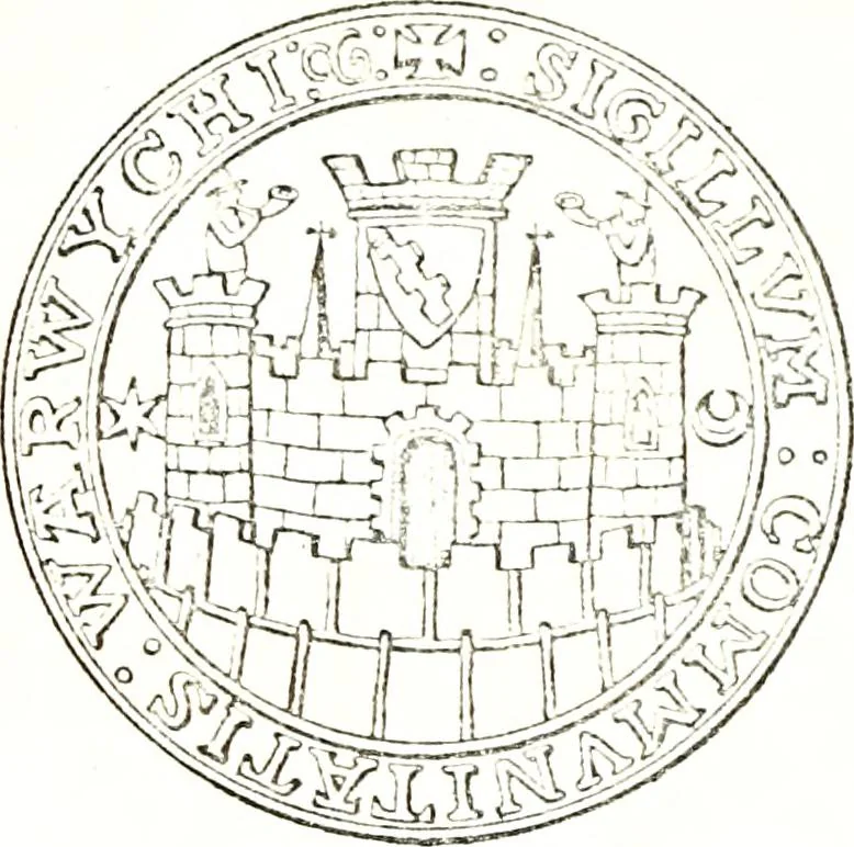 An illustration from The visitation of the county of Warwick, begun by Thomas May, Chester, and Gregory King, Rouge dragon, in Hilary vacacon, 1682. Reviewed by them in the Trinity vacacon following, and finished by Henry Dethick Richmond, and said rouge dragon pursuiv in Trinity vacation, 1683, by virtue of several deputations from Sir Henry St. George, Clarenceux king of arms, 1911, leaf 34