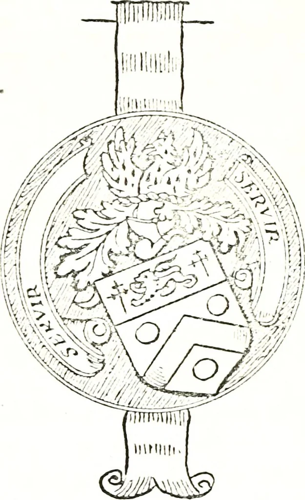 An illustration from The visitation of the county of Warwick, begun by Thomas May, Chester, and Gregory King, Rouge dragon, in Hilary vacacon, 1682. Reviewed by them in the Trinity vacacon following, and finished by Henry Dethick Richmond, and said rouge dragon pursuiv in Trinity vacation, 1683, by virtue of several deputations from Sir Henry St. George, Clarenceux king of arms, 1911, leaf 342