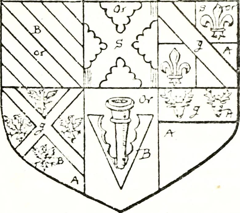 An illustration from The visitation of the county of Warwick, begun by Thomas May, Chester, and Gregory King, Rouge dragon, in Hilary vacacon, 1682. Reviewed by them in the Trinity vacacon following, and finished by Henry Dethick Richmond, and said rouge dragon pursuiv in Trinity vacation, 1683, by virtue of several deputations from Sir Henry St. George, Clarenceux king of arms, 1911, leaf 352