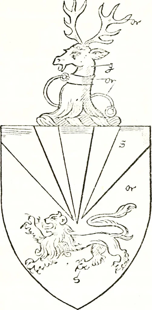 An illustration from The visitation of the county of Warwick, begun by Thomas May, Chester, and Gregory King, Rouge dragon, in Hilary vacacon, 1682. Reviewed by them in the Trinity vacacon following, and finished by Henry Dethick Richmond, and said rouge dragon pursuiv in Trinity vacation, 1683, by virtue of several deputations from Sir Henry St. George, Clarenceux king of arms, 1911, leaf 378
