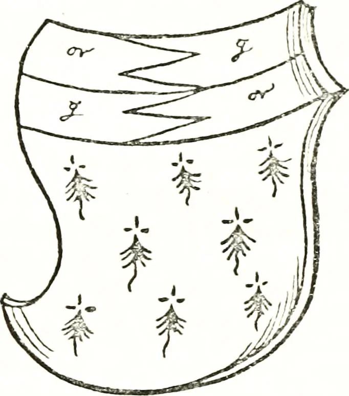 An illustration from The visitation of the county of Warwick, begun by Thomas May, Chester, and Gregory King, Rouge dragon, in Hilary vacacon, 1682. Reviewed by them in the Trinity vacacon following, and finished by Henry Dethick Richmond, and said rouge dragon pursuiv in Trinity vacation, 1683, by virtue of several deputations from Sir Henry St. George, Clarenceux king of arms, 1911, leaf 386