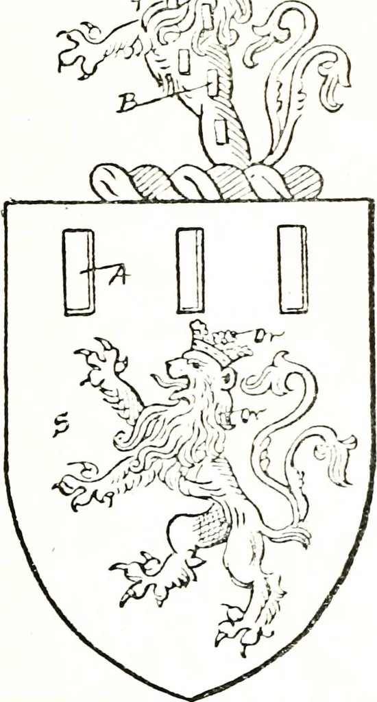 An illustration from The visitation of the county of Warwick, begun by Thomas May, Chester, and Gregory King, Rouge dragon, in Hilary vacacon, 1682. Reviewed by them in the Trinity vacacon following, and finished by Henry Dethick Richmond, and said rouge dragon pursuiv in Trinity vacation, 1683, by virtue of several deputations from Sir Henry St. George, Clarenceux king of arms, 1911, leaf 84
