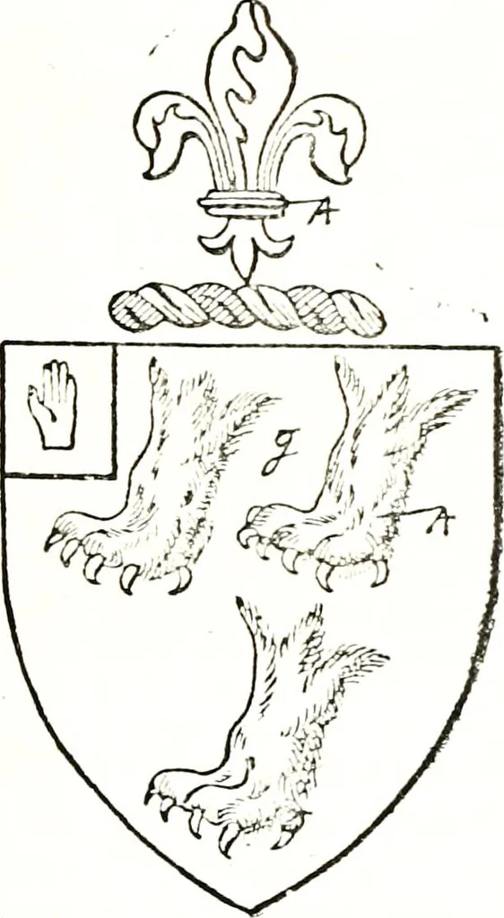 An illustration from The visitation of the county of Warwick, begun by Thomas May, Chester, and Gregory King, Rouge dragon, in Hilary vacacon, 1682. Reviewed by them in the Trinity vacacon following, and finished by Henry Dethick Richmond, and said rouge dragon pursuiv in Trinity vacation, 1683, by virtue of several deputations from Sir Henry St. George, Clarenceux king of arms, 1911, leaf 88