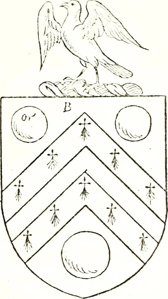 An illustration from The visitation of the county of Warwick, begun by Thomas May, Chester, and Gregory King, Rouge dragon, in Hilary vacacon, 1682. Reviewed by them in the Trinity vacacon following, and finished by Henry Dethick Richmond, and said rouge dragon pursuiv in Trinity vacation, 1683, by virtue of several deputations from Sir Henry St. George, Clarenceux king of arms, 1911, leaf 94
