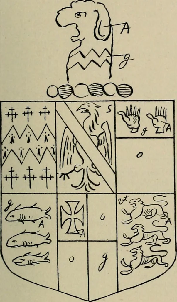 An illustration from The visitation of the county of Buckingham made in 1634 by John Philipot, esq. ..., 1909, leaf 102