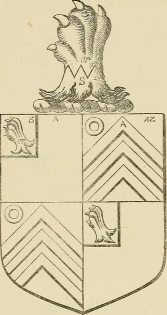 An illustration from The visitation of London, anno Domini 1633, 1634, and 1635. Made by Sr. Henry St. George, kt., Richmond herald, and deputy and marshal to Sr. Richard St. George, kt., Clarencieux king of armes, 1886, leaf 101