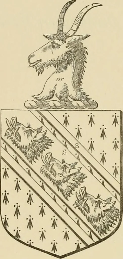 An illustration from The visitation of London, anno Domini 1633, 1634, and 1635. Made by Sr. Henry St. George, kt., Richmond herald, and deputy and marshal to Sr. Richard St. George, kt., Clarencieux king of armes, 1886, leaf 105