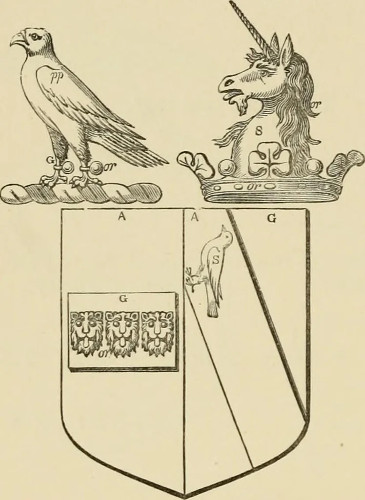 An illustration from The visitation of London, anno Domini 1633, 1634, and 1635. Made by Sr. Henry St. George, kt., Richmond herald, and deputy and marshal to Sr. Richard St. George, kt., Clarencieux king of armes, 1886, leaf 109