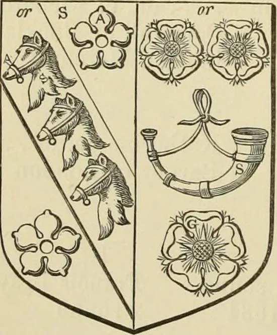 An illustration from The visitation of London, anno Domini 1633, 1634, and 1635. Made by Sr. Henry St. George, kt., Richmond herald, and deputy and marshal to Sr. Richard St. George, kt., Clarencieux king of armes, 1886, leaf 113