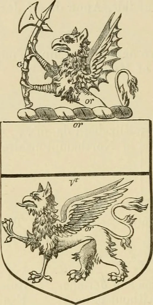 An illustration from The visitation of London, anno Domini 1633, 1634, and 1635. Made by Sr. Henry St. George, kt., Richmond herald, and deputy and marshal to Sr. Richard St. George, kt., Clarencieux king of armes, 1886, leaf 121