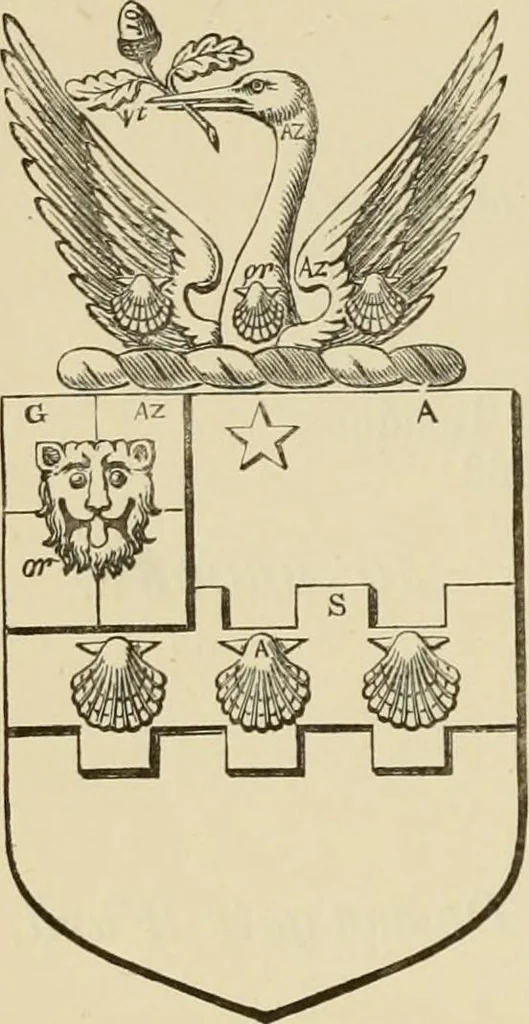 An illustration from The visitation of London, anno Domini 1633, 1634, and 1635. Made by Sr. Henry St. George, kt., Richmond herald, and deputy and marshal to Sr. Richard St. George, kt., Clarencieux king of armes, 1886, leaf 123