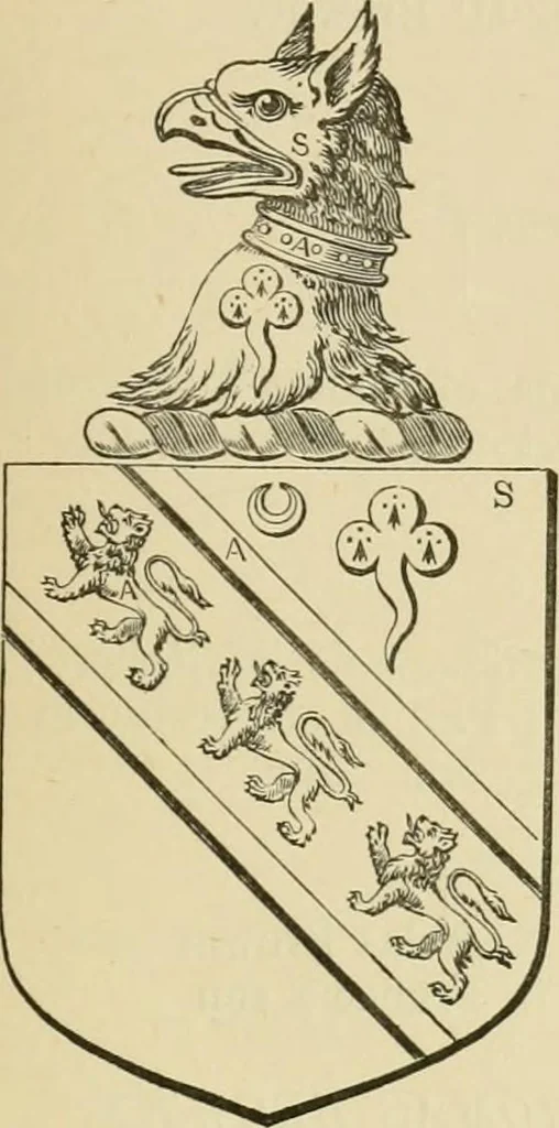 An illustration from The visitation of London, anno Domini 1633, 1634, and 1635. Made by Sr. Henry St. George, kt., Richmond herald, and deputy and marshal to Sr. Richard St. George, kt., Clarencieux king of armes, 1886, leaf 124