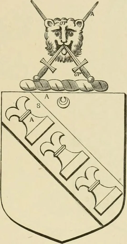 An illustration from The visitation of London, anno Domini 1633, 1634, and 1635. Made by Sr. Henry St. George, kt., Richmond herald, and deputy and marshal to Sr. Richard St. George, kt., Clarencieux king of armes, 1886, leaf 132