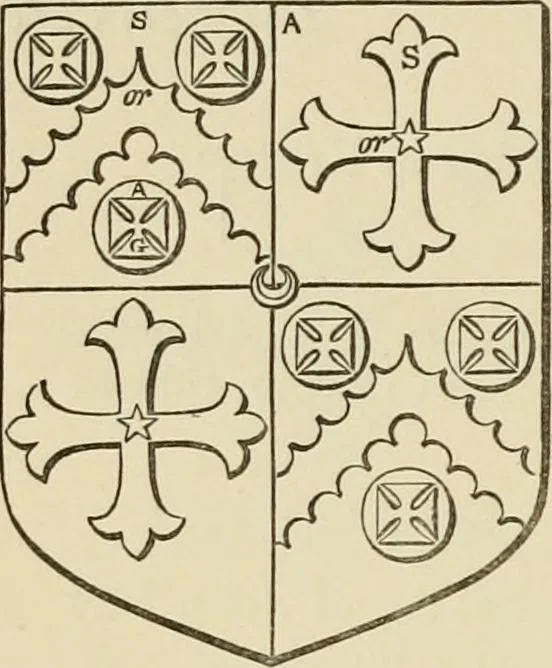 An illustration from The visitation of London, anno Domini 1633, 1634, and 1635. Made by Sr. Henry St. George, kt., Richmond herald, and deputy and marshal to Sr. Richard St. George, kt., Clarencieux king of armes, 1886, leaf 143