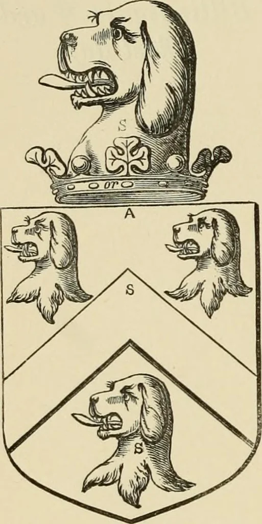 An illustration from The visitation of London, anno Domini 1633, 1634, and 1635. Made by Sr. Henry St. George, kt., Richmond herald, and deputy and marshal to Sr. Richard St. George, kt., Clarencieux king of armes, 1886, leaf 147