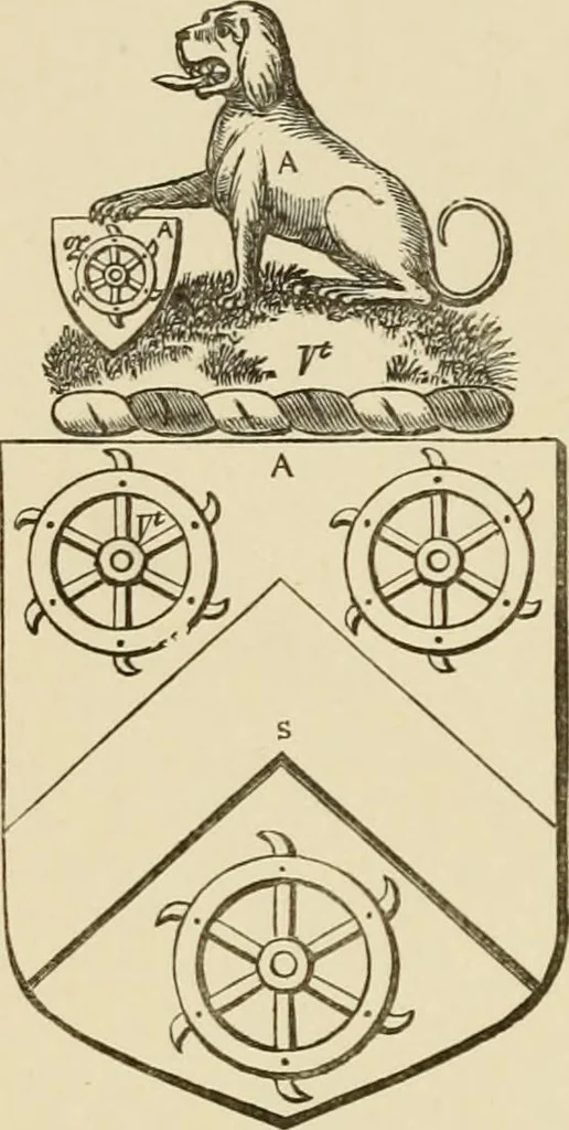 An illustration from The visitation of London, anno Domini 1633, 1634, and 1635. Made by Sr. Henry St. George, kt., Richmond herald, and deputy and marshal to Sr. Richard St. George, kt., Clarencieux king of armes, 1886, leaf 155