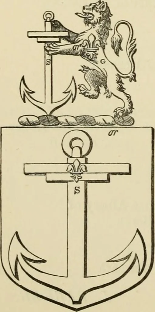 An illustration from The visitation of London, anno Domini 1633, 1634, and 1635. Made by Sr. Henry St. George, kt., Richmond herald, and deputy and marshal to Sr. Richard St. George, kt., Clarencieux king of armes, 1886, leaf 165