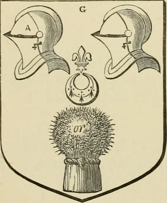 An illustration from The visitation of London, anno Domini 1633, 1634, and 1635. Made by Sr. Henry St. George, kt., Richmond herald, and deputy and marshal to Sr. Richard St. George, kt., Clarencieux king of armes, 1886, leaf 173