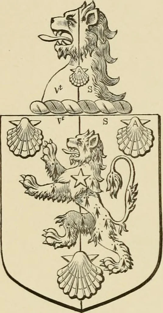An illustration from The visitation of London, anno Domini 1633, 1634, and 1635. Made by Sr. Henry St. George, kt., Richmond herald, and deputy and marshal to Sr. Richard St. George, kt., Clarencieux king of armes, 1886, leaf 181