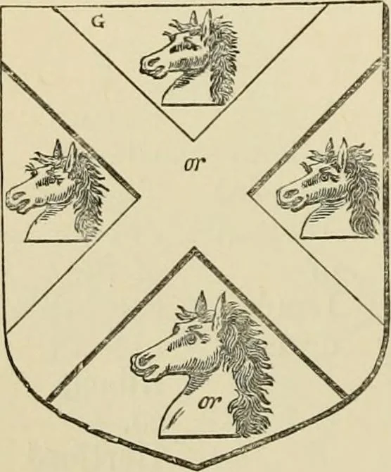 An illustration from The visitation of London, anno Domini 1633, 1634, and 1635. Made by Sr. Henry St. George, kt., Richmond herald, and deputy and marshal to Sr. Richard St. George, kt., Clarencieux king of armes, 1886, leaf 183