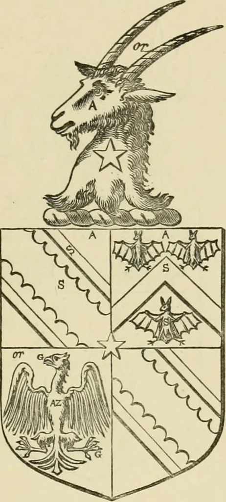 An illustration from The visitation of London, anno Domini 1633, 1634, and 1635. Made by Sr. Henry St. George, kt., Richmond herald, and deputy and marshal to Sr. Richard St. George, kt., Clarencieux king of armes, 1886, leaf 186