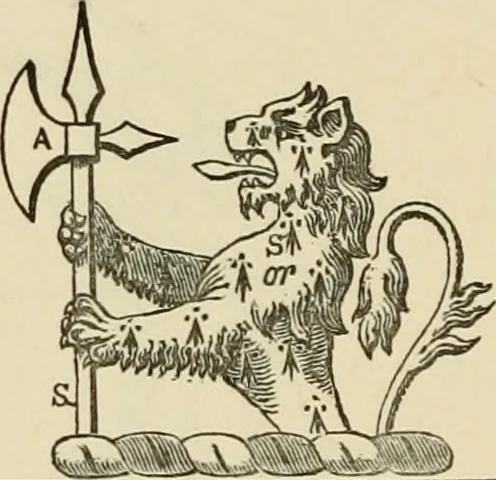 An illustration from The visitation of London, anno Domini 1633, 1634, and 1635. Made by Sr. Henry St. George, kt., Richmond herald, and deputy and marshal to Sr. Richard St. George, kt., Clarencieux king of armes, 1886, leaf 187