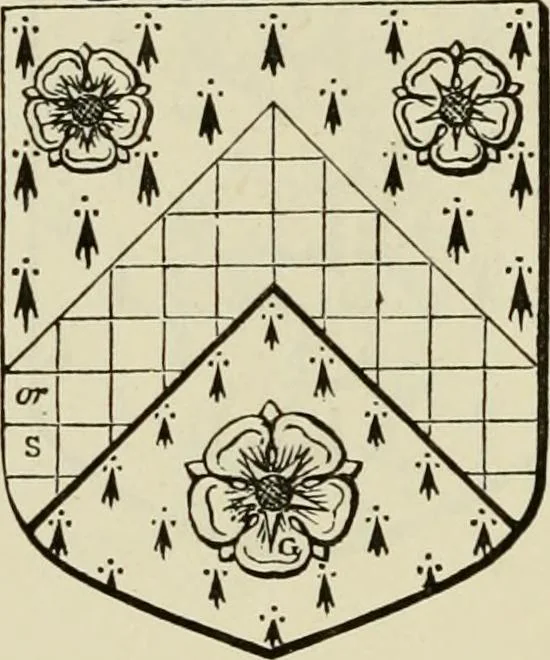 An illustration from The visitation of London, anno Domini 1633, 1634, and 1635. Made by Sr. Henry St. George, kt., Richmond herald, and deputy and marshal to Sr. Richard St. George, kt., Clarencieux king of armes, 1886, leaf 19