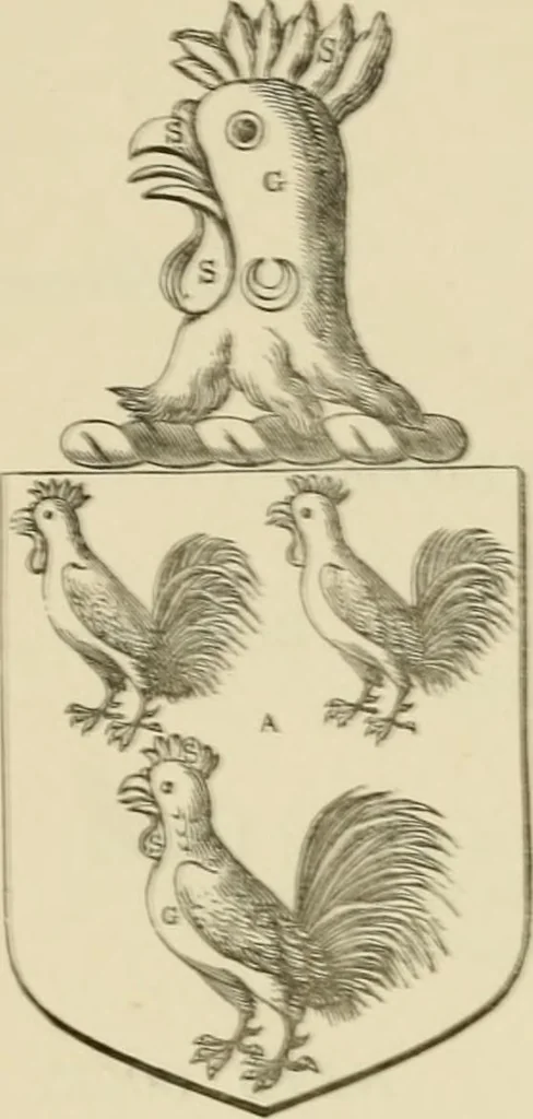An illustration from The visitation of London, anno Domini 1633, 1634, and 1635. Made by Sr. Henry St. George, kt., Richmond herald, and deputy and marshal to Sr. Richard St. George, kt., Clarencieux king of armes, 1886, leaf 191