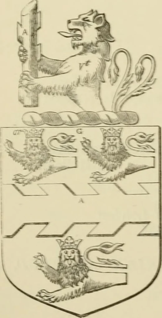 An illustration from The visitation of London, anno Domini 1633, 1634, and 1635. Made by Sr. Henry St. George, kt., Richmond herald, and deputy and marshal to Sr. Richard St. George, kt., Clarencieux king of armes, 1886, leaf 191