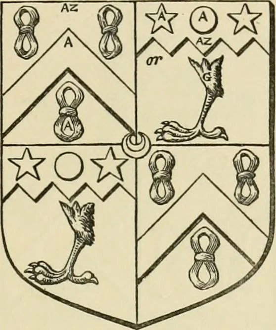 An illustration from The visitation of London, anno Domini 1633, 1634, and 1635. Made by Sr. Henry St. George, kt., Richmond herald, and deputy and marshal to Sr. Richard St. George, kt., Clarencieux king of armes, 1886, leaf 206