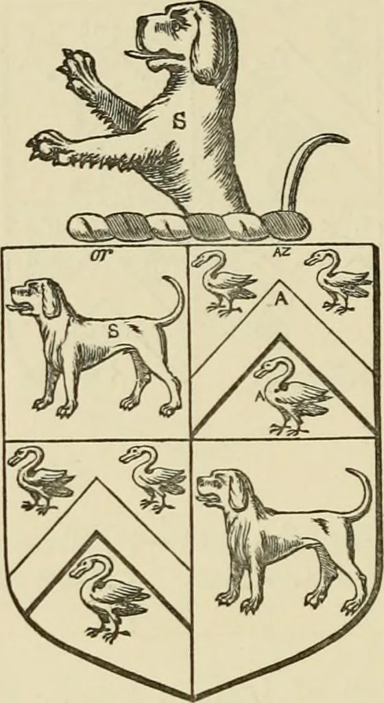 An illustration from The visitation of London, anno Domini 1633, 1634, and 1635. Made by Sr. Henry St. George, kt., Richmond herald, and deputy and marshal to Sr. Richard St. George, kt., Clarencieux king of armes, 1886, leaf 207