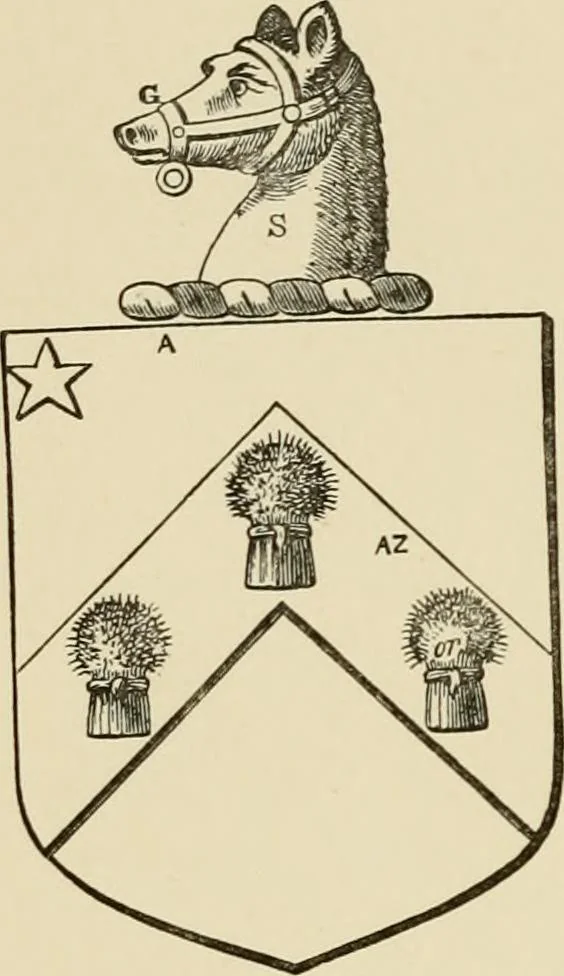 An illustration from The visitation of London, anno Domini 1633, 1634, and 1635. Made by Sr. Henry St. George, kt., Richmond herald, and deputy and marshal to Sr. Richard St. George, kt., Clarencieux king of armes, 1886, leaf 211