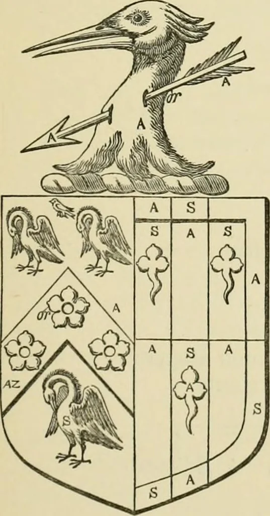 An illustration from The visitation of London, anno Domini 1633, 1634, and 1635. Made by Sr. Henry St. George, kt., Richmond herald, and deputy and marshal to Sr. Richard St. George, kt., Clarencieux king of armes, 1886, leaf 212