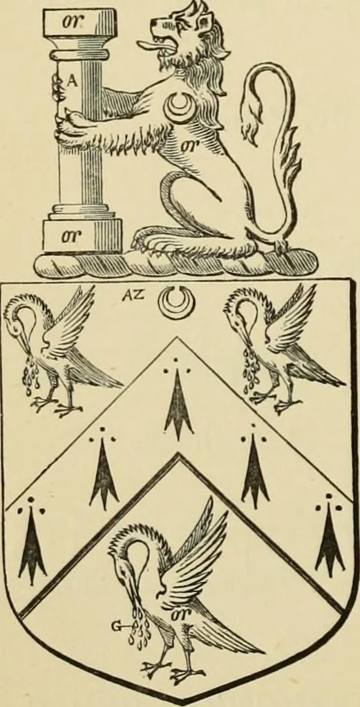 An illustration from The visitation of London, anno Domini 1633, 1634, and 1635. Made by Sr. Henry St. George, kt., Richmond herald, and deputy and marshal to Sr. Richard St. George, kt., Clarencieux king of armes, 1886, leaf 223