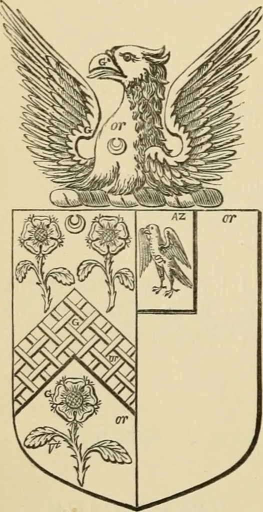 An illustration from The visitation of London, anno Domini 1633, 1634, and 1635. Made by Sr. Henry St. George, kt., Richmond herald, and deputy and marshal to Sr. Richard St. George, kt., Clarencieux king of armes, 1886, leaf 235
