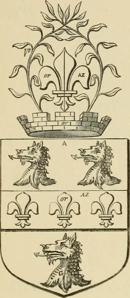 An illustration from The visitation of London, anno Domini 1633, 1634, and 1635. Made by Sr. Henry St. George, kt., Richmond herald, and deputy and marshal to Sr. Richard St. George, kt., Clarencieux king of armes, 1886, leaf 237