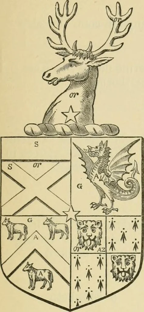 An illustration from The visitation of London, anno Domini 1633, 1634, and 1635. Made by Sr. Henry St. George, kt., Richmond herald, and deputy and marshal to Sr. Richard St. George, kt., Clarencieux king of armes, 1886, leaf 242