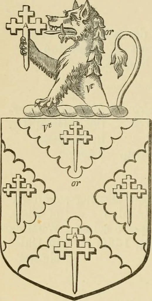 An illustration from The visitation of London, anno Domini 1633, 1634, and 1635. Made by Sr. Henry St. George, kt., Richmond herald, and deputy and marshal to Sr. Richard St. George, kt., Clarencieux king of armes, 1886, leaf 243