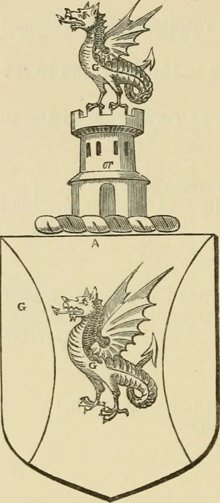 An illustration from The visitation of London, anno Domini 1633, 1634, and 1635. Made by Sr. Henry St. George, kt., Richmond herald, and deputy and marshal to Sr. Richard St. George, kt., Clarencieux king of armes, 1886, leaf 251