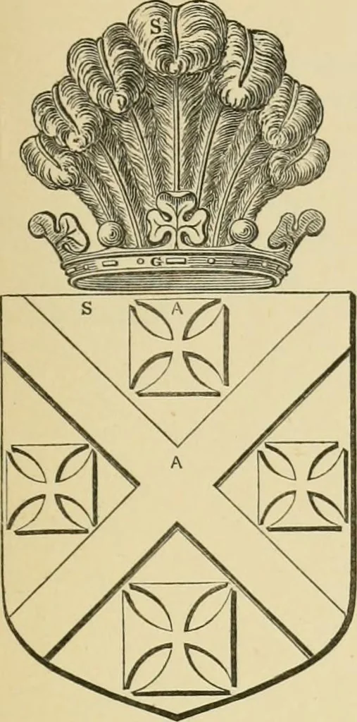 An illustration from The visitation of London, anno Domini 1633, 1634, and 1635. Made by Sr. Henry St. George, kt., Richmond herald, and deputy and marshal to Sr. Richard St. George, kt., Clarencieux king of armes, 1886, leaf 254