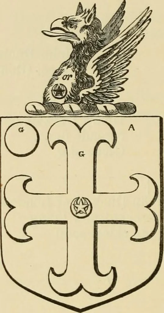 An illustration from The visitation of London, anno Domini 1633, 1634, and 1635. Made by Sr. Henry St. George, kt., Richmond herald, and deputy and marshal to Sr. Richard St. George, kt., Clarencieux king of armes, 1886, leaf 255