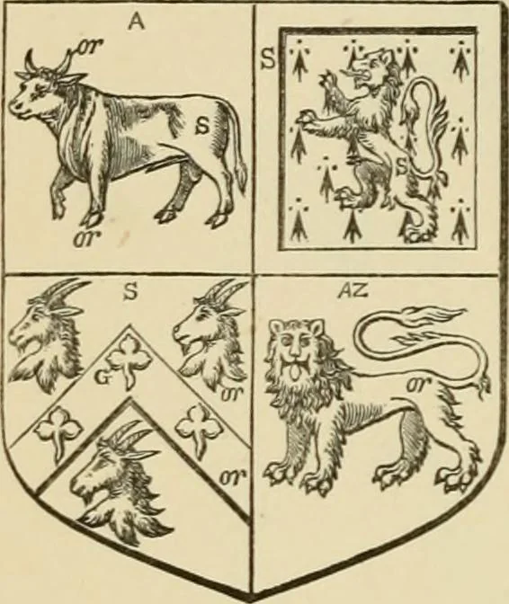 An illustration from The visitation of London, anno Domini 1633, 1634, and 1635. Made by Sr. Henry St. George, kt., Richmond herald, and deputy and marshal to Sr. Richard St. George, kt., Clarencieux king of armes, 1886, leaf 261