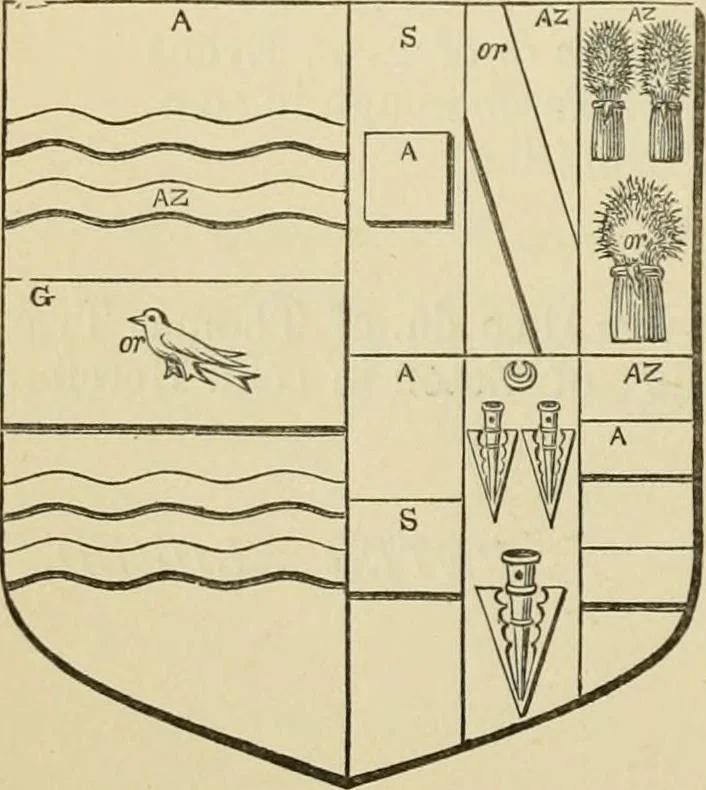 An illustration from The visitation of London, anno Domini 1633, 1634, and 1635. Made by Sr. Henry St. George, kt., Richmond herald, and deputy and marshal to Sr. Richard St. George, kt., Clarencieux king of armes, 1886, leaf 265